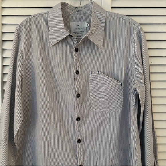 American Colors by Alex Lehr Shirt dress, pinstripe, long sleeve, Size M, cotton - Picture 3 of 11